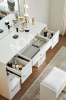 Ensemble de coiffeuse blanche avec miroir LED, rangement multi-tiroirs, table de maquillage avec tabouret