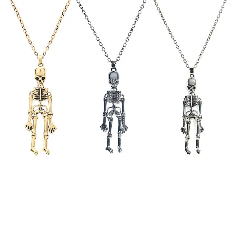 New Halloween Stainless Steel Necklace Creative Ghost Festival Ghost Skull Pendant Men's and Women's Personality Fashion Jewelry