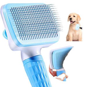 Aço inoxidável ergonômico curvo Pet cabelo pente auto-limpeza e indolor <span class=keywords><strong>grooming</strong></span> ferramenta para gatos e cães - Product Image 1