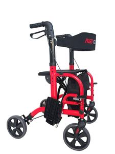 Fábrica Atacado 2 em 1 Dobrável 4 Rodas Desativado Rollator <span class=keywords><strong>Walker</strong></span> Com Assento e Apoio Para Os Pés - Product Image 4