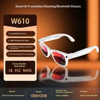 Lunettes Intelligentes W610 AI avec Assistant Vocal, Contrôle Tactile, Reconnaissance d'Objets par Photo pour Musique, Enregistrement d'Appels et Caméra