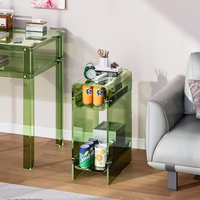 Table d'appoint moderne en acrylique transparent, table de chevet étroite pour chambre à coucher, petite table d'appoint mince