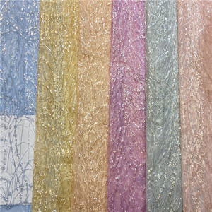 125 cm di larghezza morbido Tulle tessuto scintillante di pizzo con paillettes perline ricamate <span class=keywords><strong>a</strong></span> <span class=keywords><strong>righe</strong></span> per abiti da sposa modello sfumato sottile - Product Image 3