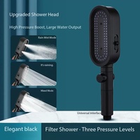 Douchette à main ABS chromée 3 fonctions haute pression, économie d'eau, en plastique, ronde, détachable, pour salle de bain