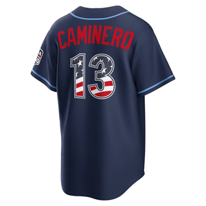 Camiseta de Béisbol Personalizada 2026 Tampa Bay <span class=keywords><strong>USA</strong></span> 250 para el 4 de Julio, Camisetas Bordadas y Cosidas, Uniformes Juveniles, Ropa Deportiva # 13 Caminero - Product Image 1
