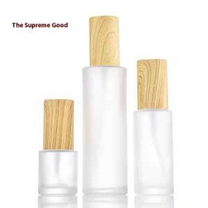 50ml Transparent givré pressé Lotion bouteille transfert d'eau impression bois Grain couverture 30ml Lotion ensemble bouchon à vis crème pour le visage - Product Image 6