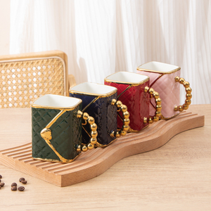 Exquisita Taza de Café de Cerámica con Diseño de Perlas, Taza de Té con Leche de Porcelana Personalizada de Lujo Clásico con Platillo y Cuchara, Regalo para Chicas - Product Image 1