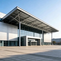 Salle d'exposition en structure métallique préfabriquée, bâtiment préfabriqué moderne pour salons professionnels et espaces événementiels