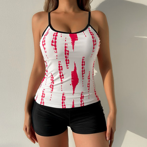 Nouveau Maillot de Bain <span class=keywords><strong>Tankini</strong></span> 2 Pièces Uni Taille Haute Style Européen et Américain pour Femme - Collection 2025 - Product Image 5