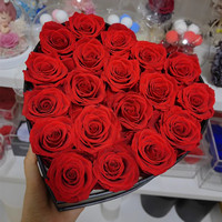 Boîte Cadeau Luxe Écologique Faite à la Main, Fleurs Éternelles, Roses Préservées, Boîte en Forme de Cœur pour Mariage - Vente Flash