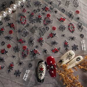 Pegatinas 5D en relieve de moda para uñas de Halloween, calcomanías estéreo de rosa y telaraña para decoración de uñas, fundas de teléfono y manualidades DIY - Product Image 4
