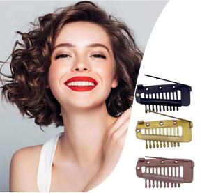 Mylulu Черный Коричневый Золотой Цвет 3,6 см 10 зубов парик для наращивания волос из нержавеющей стали защелкивающие зажимы с защитной булавкой - Product Image 4