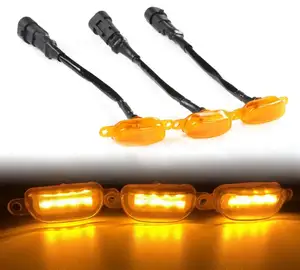 Car Center Mesh Decorative Lights Modified Off-Road Pickup Grille Honeycomb Center Mesh Front LED Small Yellow Lights
