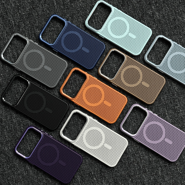 Honeycomb Heat Dissipation Matte Magnetic Phone Case for  iphone 17 Pro Max Cooling Phone Case for iphone 12 13 14 Plus 16