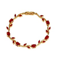 Bracelet jonc de luxe vintage pour femme, motif feuille de tulipe, zircon coloré, tendance, haut de gamme, best-seller transfrontalier