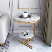 Table d'appoint de salon de luxe moderne, ronde, noire, blanche, naturelle, en métal, marbre, tabouret d'angle pour café et thé