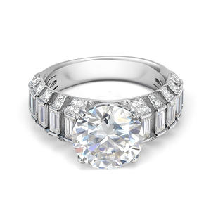 Anillo de Moissanita de Plata S925 con Baño de Rodio de Lujo al por Mayor para Regalo de Joyería de Boda y Fiesta - Product Image 1