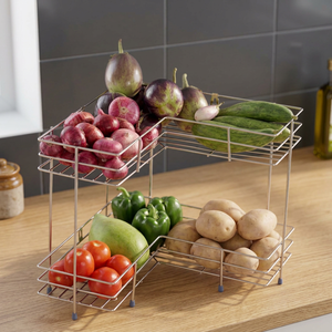 Estante metálico apilable de cuatro niveles para organizar alimentos en la cocina con exhibición de verduras - Product Image 5