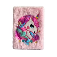 Carnet de notes à broderie licorne rose en peluche bon marché en gros mignon cahier Kawaii papeterie cadeau fille journal de bonbons pour enfants