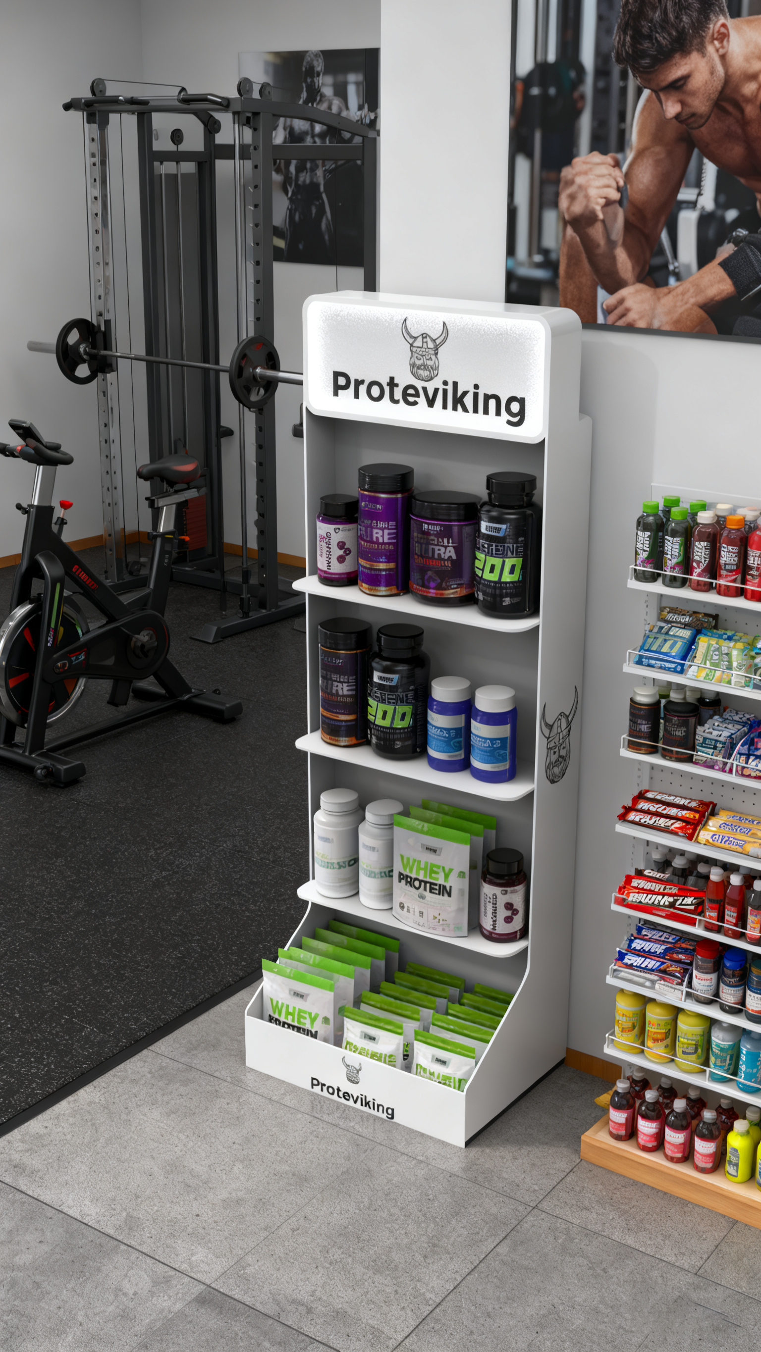 Apache Custom Light-duty & Portable Multi-layer PVC Floor Protein Powder Display Stand for Retail Shops & Gyms — view 6