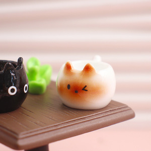 Mini tasse à eau en céramique simulée, motif chat de dessin animé, pour diorama miniature, jouet anti-stress - Product Image 3