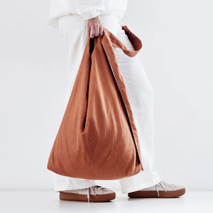 Özel katı Vintage büyük kapasiteli boy kadınlar yıkanmış keten kumaş omuz sepet alışveriş çantası iç cebi ile - Product Image 2