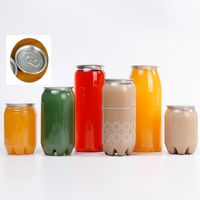 Bouteilles en plastique PET transparentes de qualité alimentaire de 250 ml/350 ml/500 ml/650 ml avec couvercle à anneau en aluminium pour jus, sodas et boissons