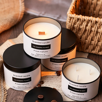 Bougie parfumée en boîte noire, style classique, en cire naturelle, pour Diwali, Pâques, mariage, anniversaire, cadeau, décoration de fête