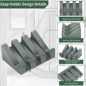 Porte-savon en silicone avec drain pour la douche, salle de bain, porte-savon en barre, plateau de séchage auto-drainant en cascade, économiseur de savon - Product Image 5