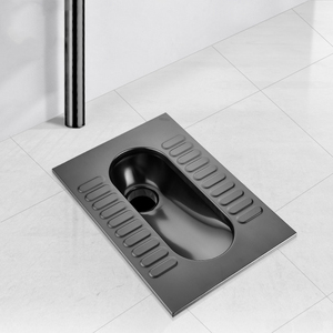 Cuvette <span class=keywords><strong>de</strong></span> <span class=keywords><strong>toilette</strong></span> à la turque sans rebord en acier inoxydable SUS304 noir mat, avec capteur <span class=keywords><strong>de</strong></span> chasse d'eau antidérapant, moderne, pour bars commerciaux, KTV, clubs et toilettes publiques - Product Image 5