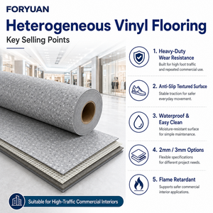 Revêtement de sol vinyle hétérogène <span class=keywords><strong>en</strong></span> rouleaux de 3 mm, certifié, à performance stable, écologique, pour projets de grands magasins - Product Image 4