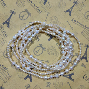 Multi Layered <b>Long</b> Pearl Freshwater Cultured Round Pearl 5 8.5mm Sweater <b>Necklace</b> Women's Everyday Wear White - Product Image 2