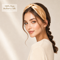 Protection des cheveux et de la peau du front, accessoire pour cheveux en soie véritable, bandeau plissé uni, bandeaux pour cheveux