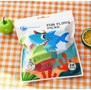 80 pz stuzzicadenti in Nylon di bambù alla menta a forma di giraffa cerato filo interdentale per bambini accessorio per l'igiene orale in scatola - Product Image 3