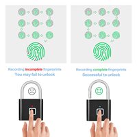 Schwarz-Silbernes USB-Aufladbares IP-Türschloss Schlüsselloses Fingerabdruck-Smart-Vorhängeschloss Schnellentriegelung ABS Selbstentwickelter Chip Manipulationsalarm