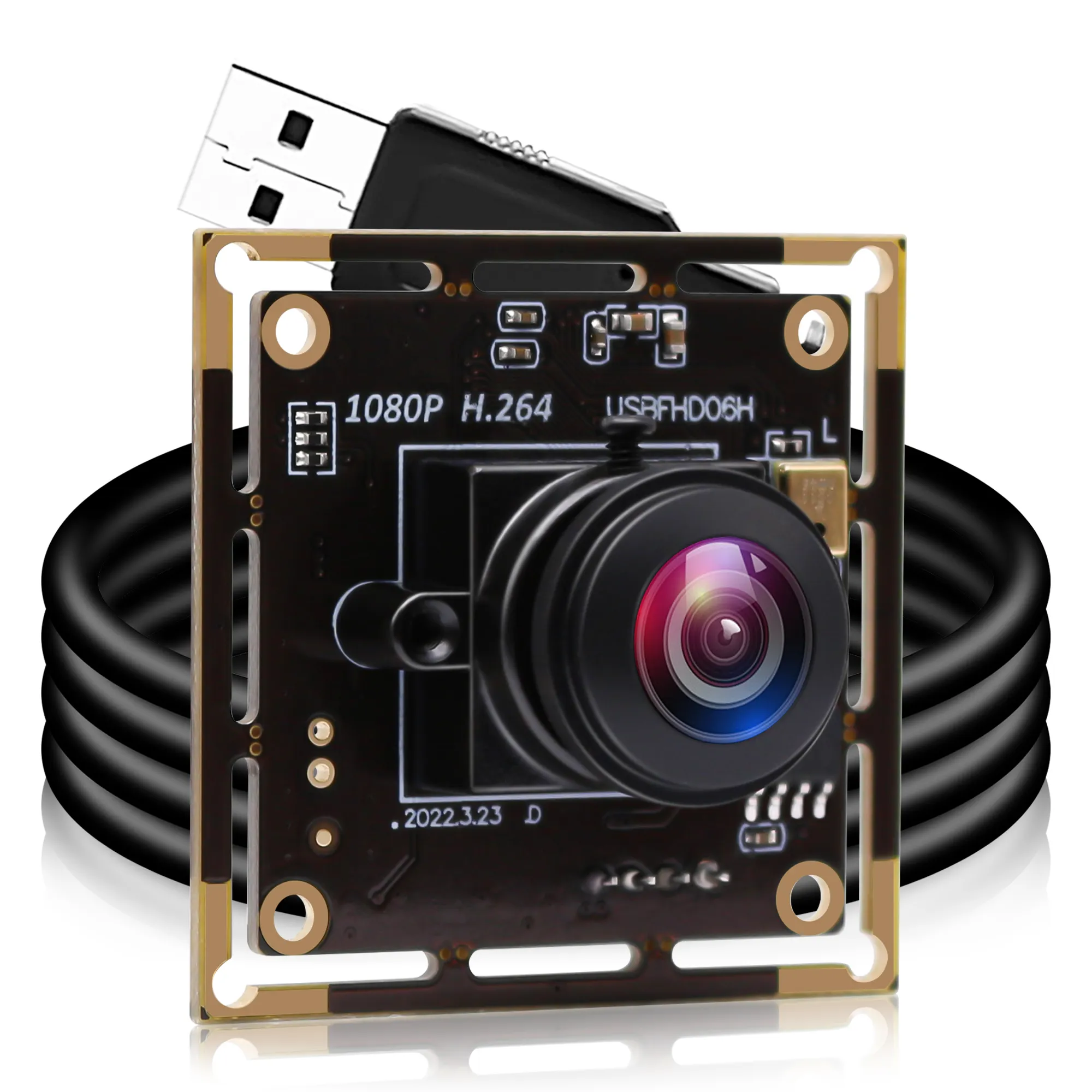 ELP広角180度魚眼2MPUSBカメラモジュール低光H.264 IMX323 HD 1080PミニUSB Webカメラ (ラップトップ用オーディオ付き)