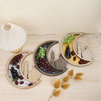 Décoration de table artisanale en bois doré et noir en forme de lune et d'étoile pour l'intérieur, thème Ramadan Moyen-Orient, pour l'Aïd musulman - Vente en gros