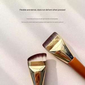 แปรงแต่งหน้าแบบผงเดียวเส้นไม้น้ำหนักเบาดีไซน์โค้งหัวแบนไม่กินแป้งไม่มีรอยแปรงสำหรับมาสก์หน้า - Product Image 2