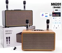 Système de sonorisation AI Voice Intelligence M6201 60W avec caisson de basses, enceinte karaoké avec 2 micros sans fil pour la maison, le karaoké et les fêtes