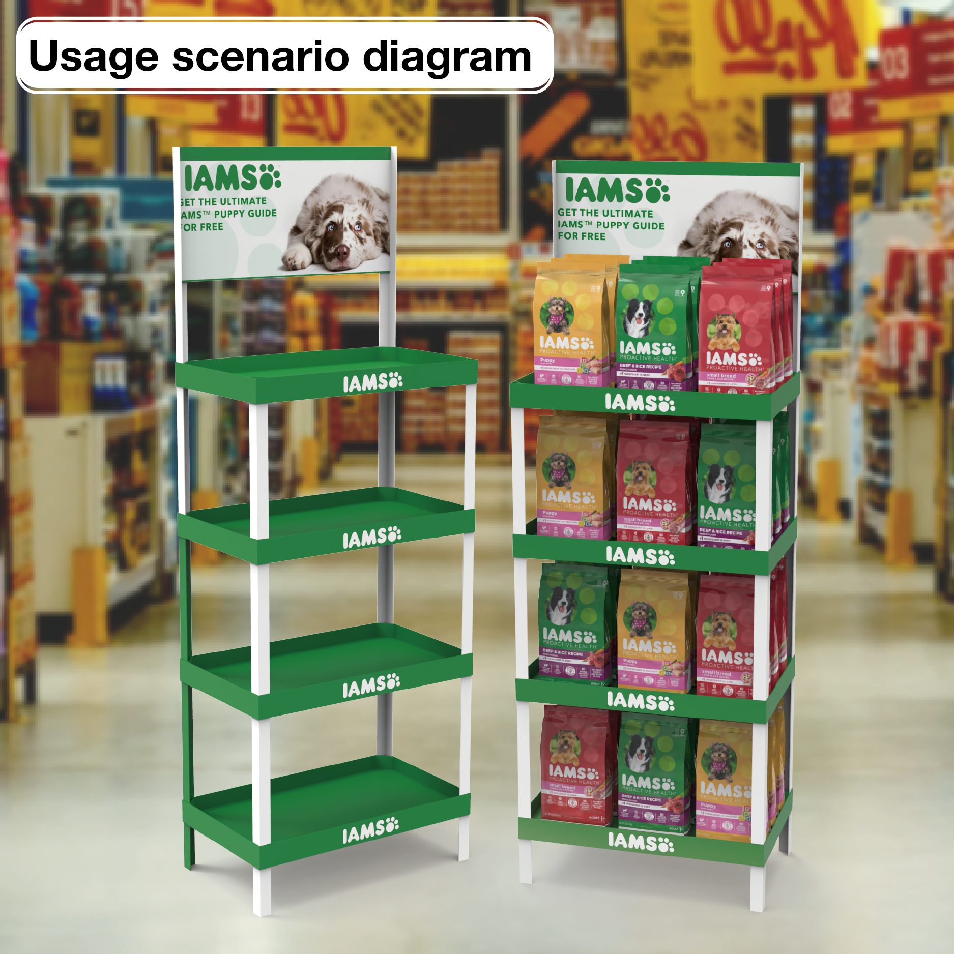 Apache Custom Portable PVC Laminated Floor Dog Food Display Rack for Supermarkets — view 5