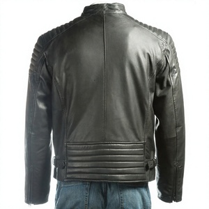 Veste en cuir véritable pour homme de qualité supérieure pour l'automne et l'hiver, style urbain, teinture unie, avec service OEM, vente en ligne, coupe ajustée - Product Image 3