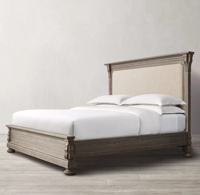 Meubles de chambre à coucher de style français, lit en bois de chêne double pour adulte