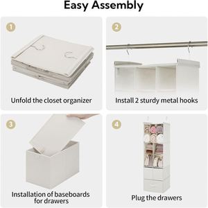 12-Tier <b>Large</b> Non-Woven Hanging Closet Organizer Foldable Storage Shelf with 2 Sturdy Hooks <b>Wardrobe</b> Organizer Factory Wholesale - Product Image 4