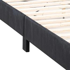 เตียงนอนสีดำขนาดควีนไซส์ 1 ตัว ปรับระดับได้ ดีไซน์ทันสมัย พร้อมชั้นวางของ ไฟ LED ตกแต่งด้วยผ้ากำมะหยี่แบบ Tufting และหมุดโลหะ เฟอร์นิเจอร์ห้องนอน - Product Image 4