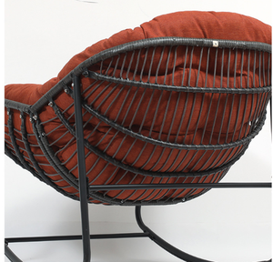 Fauteuil à bascule double en osier populaire avec coussin épais, chaise longue en rotin pour intérieur et extérieur, idéale pour patio et <span class=keywords><strong>salon</strong></span> - Product Image 2