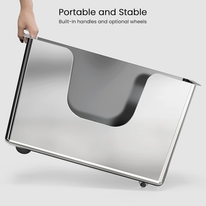 Caja de arena de metal Jumbo de una pieza, cajas de arena de acero inoxidable profundo para gatos grandes, fácil de limpiar, cocina comercial, fabricación de acero - Product Image 3