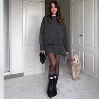 Ensemble jupe et pull en maille anti-plis décontracté couleur unie pour femme, style européen et américain, collection automne 2026, personnalisable ODM/OEM
