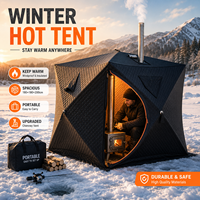 Tente de sauna pentagonale russe pour l'hiver, en TPU, avec grande fenêtre, imperméable, compatible avec un chauffage, prête à l'emploi, en tissu Oxford et fibre de verre