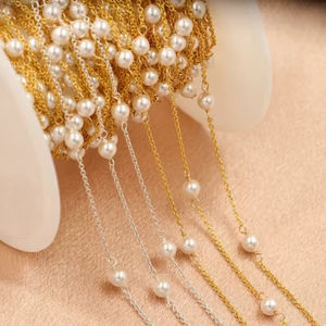 Chaîne en or véritable 14 carats rempli de perles <span class=keywords><strong>SWAROVSKI</strong></span> pour la fabrication de bracelets et de colliers en DIY, vente en gros de chaîne en or 14 carats rempli de perles - Product Image 4