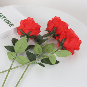 Roses artificielles en soie Jessie, branche unique, roses rondes pour la Saint-Valentin, décoration de la maison, mariage, vente en gros - Product Image 4